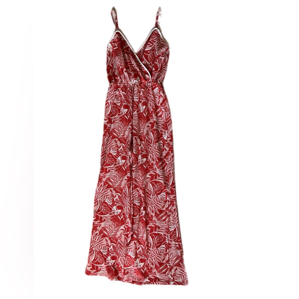 Tropical print red and white jumpsuit small - Picture 9 of 10